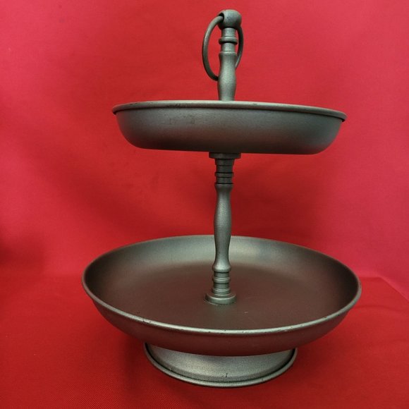 2 Tier Circular Silver Plated Cake Stand Dessert Table Tray Metal Server - Picture 4 of 14